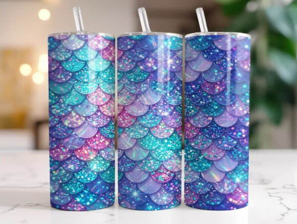 Download Glitter Mermaid Scale 20oz Tumbler Wrap - Mermaid scale Collection