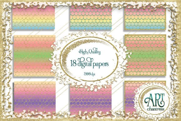 Download Mermaid Scale Digital Papers Rainbow - Mermaid scale Collection