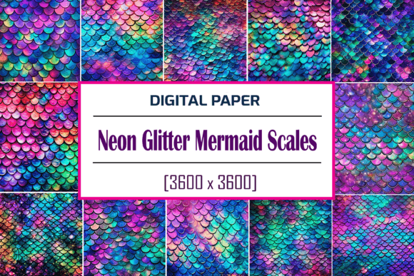 Download Neon Glitter Mermaid Scales Pattern - Mermaid scale Collection