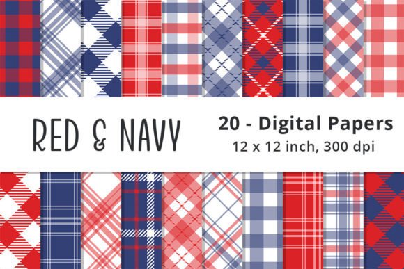 Download Navy Blue and Red Plaid Digital Patterns - Navy blue Collection