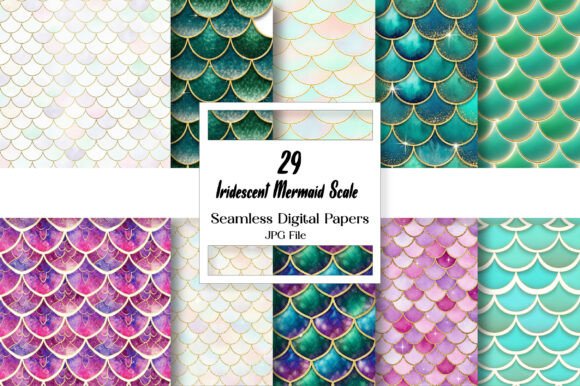 Download Iridescent Mermaid Scale Digital Paper - Mermaid scale Collection