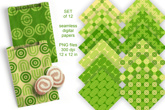Download Spring Green Geometric Paper Set of 12 - Geometric paper Collection