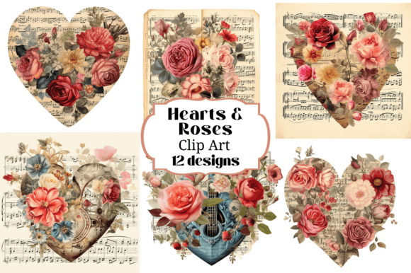 Download Hearts Roses Music Valentines Clip Art - Hearts roses Collection