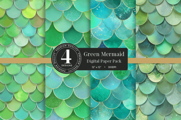 Download Green Mermaid Scale Digital Paper Pack - Mermaid scale Collection