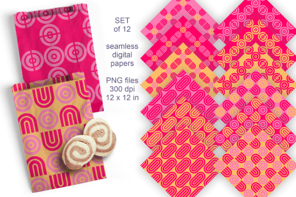 Download Spring Pink Geometric Paper Set of 12 - Geometric paper Collection