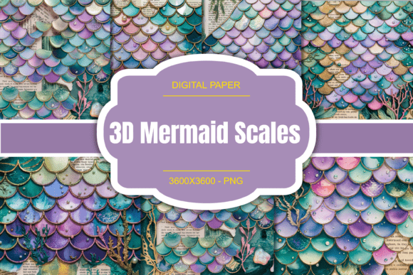 Download 3D Mermaid Scales Junk Journal Page - Mermaid scale Collection