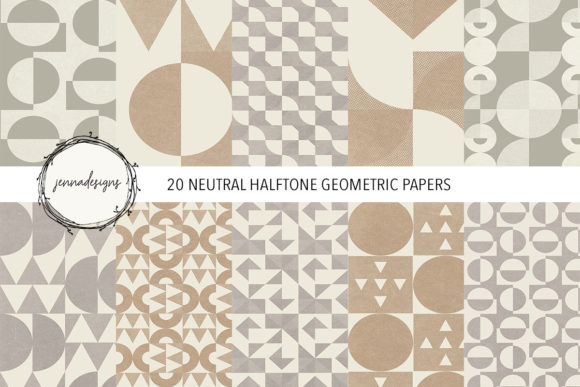 Download Neutral Halftone Geometric Paper Set - Geometric paper Collection