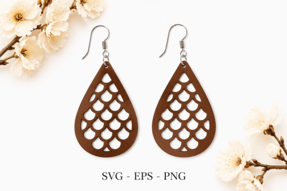 Download Mermaid Scale Earrings SVG Laser Cut - Mermaid scale Collection