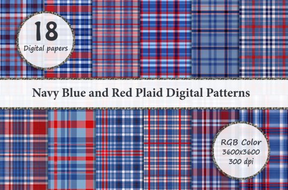Download Navy Blue and Red Plaid Digital Patterns - Navy blue Collection