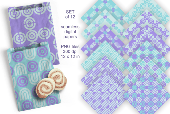 Download Spring Blue Geometric Paper Set of 12 - Geometric paper Collection