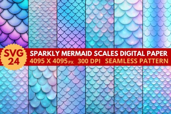 Download Sparkly Mermaid Scales Digital Paper - Mermaid scale Collection